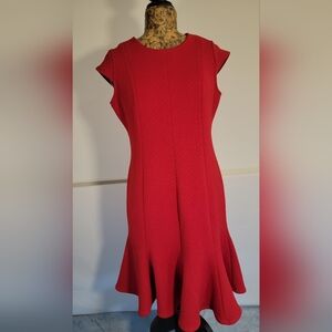 Calvin Klein Red Flared Midi Dress